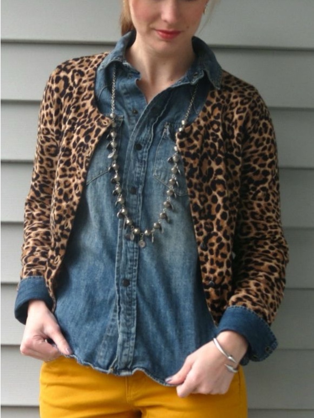 Lucky Brand Leopard Print Button-Front Cardigan